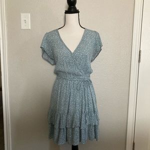 American Eagle | Blue Floral Wrap Dress